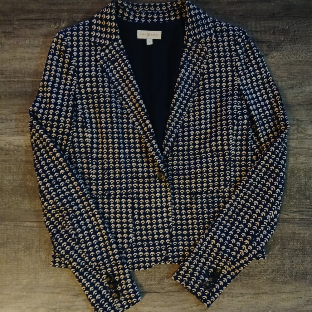 Tory Burch Navy Blue and Creme Blazer Tailored Fit